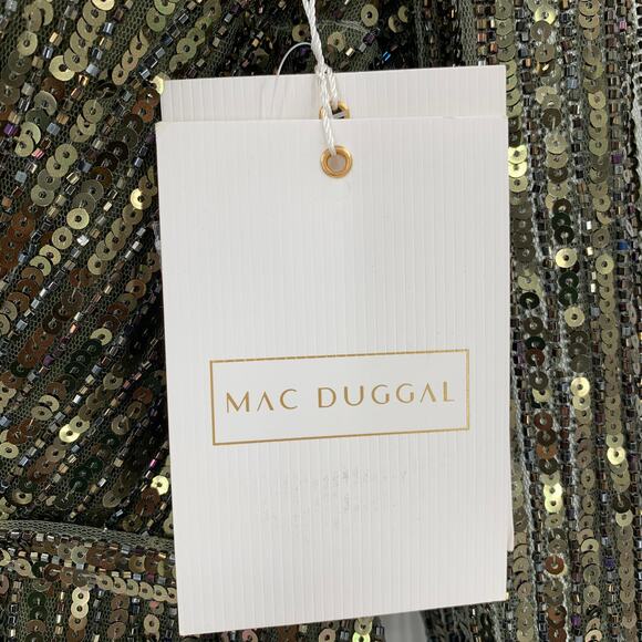 MAC DUGGAL Dress Size 2 Evening Gown Sequin Olive Green NEW V Neck Mini - Picture 3 of 8